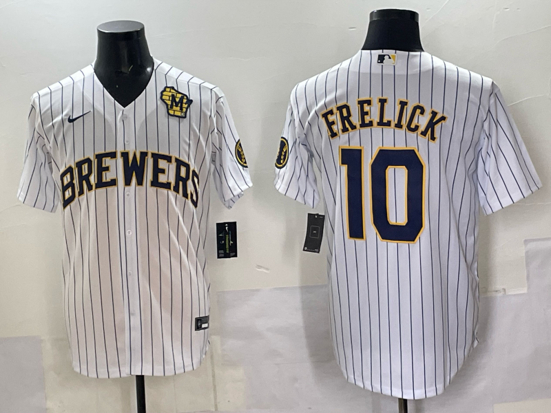 Men Milwaukee Brewers #10 Frelick white 2025 Nike NFL JERSEY 005->milwaukee brewers->MLB Jersey